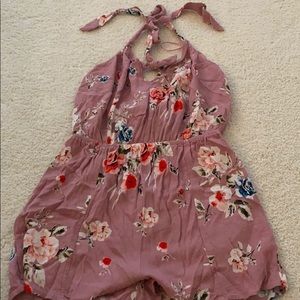 Short with tie neck romper